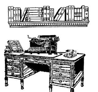 Typewriter and desk